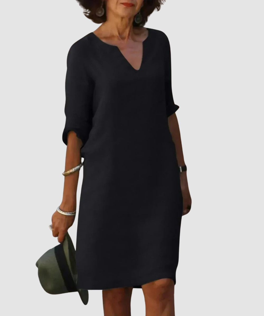 Josette™ |  Elegancka sukienka midi z dekoltem w serek