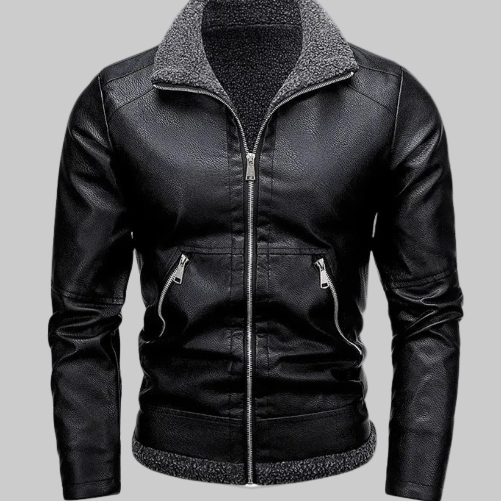 Łukaz™ | Elegancka Skórzana Kurtka z Futerkiem Polarowym